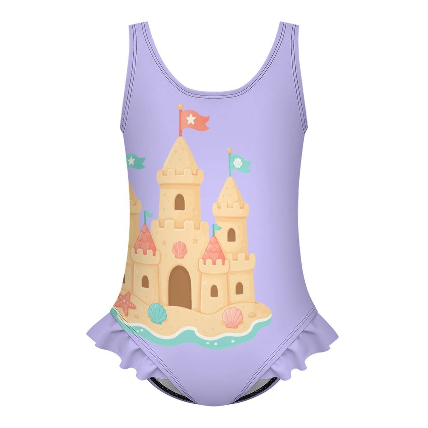 Girls Ruffle Trim One Piece Swimwear