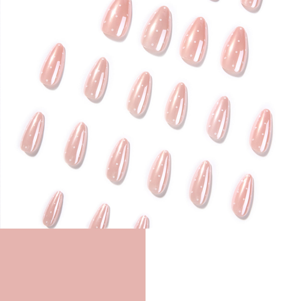 365nails: "Pink Polka Dot Almond" – Natural Press-on Nails – Image 4