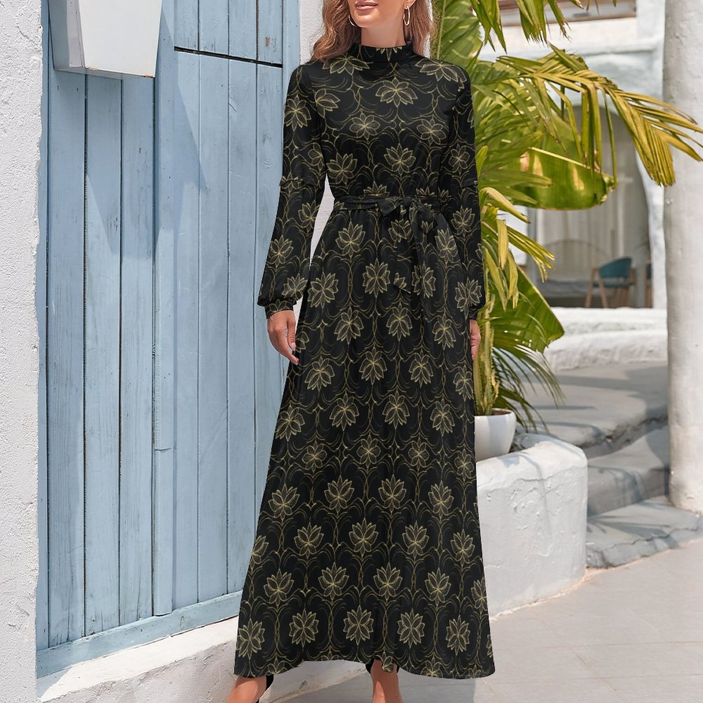 Turtle Neck Long Dress for Women