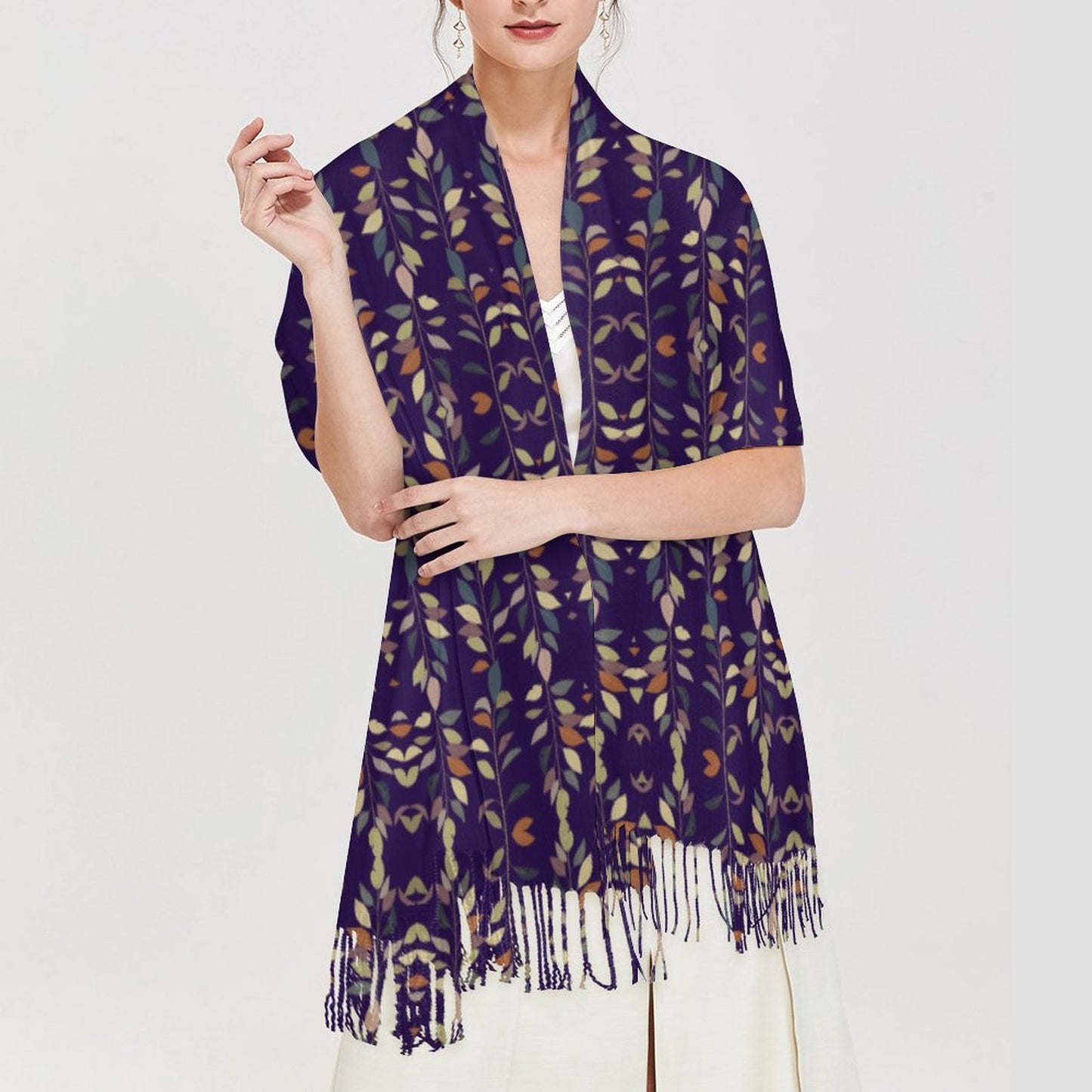 Cashmere-like Tassel Scarf Blue