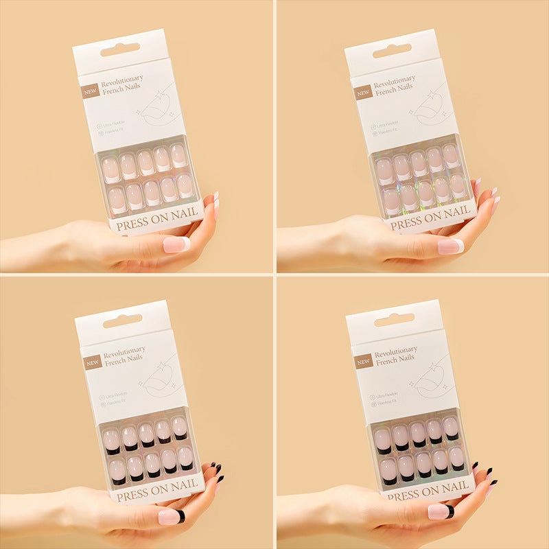 30 Boxed Classic French Wearing Nail Premium Narrow Nail Nail Pads Cross-border Hot Sale Removable Nail Patches – Image 3