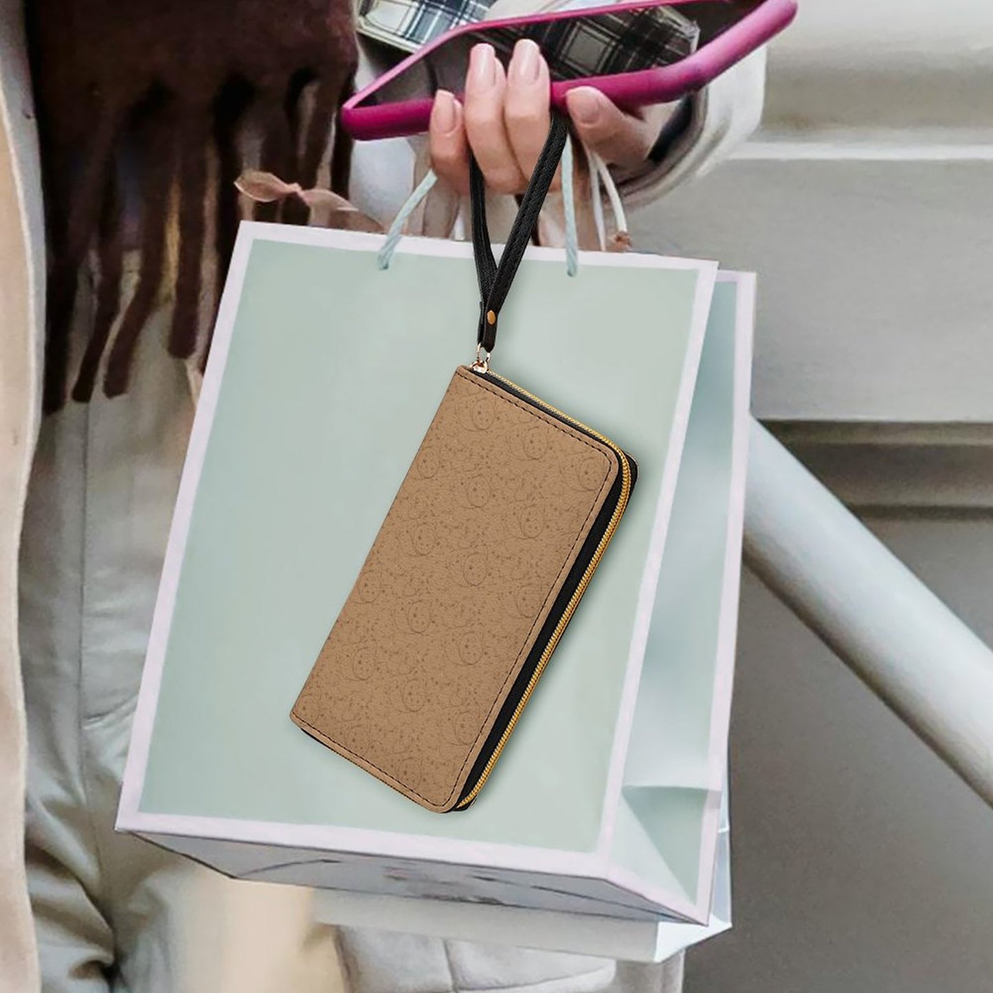 Leather Wallet with Wristlet Strap