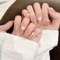 365nails: "White Blossom Whisper" – 3D Floral Glitter Handmade Coffin Nails