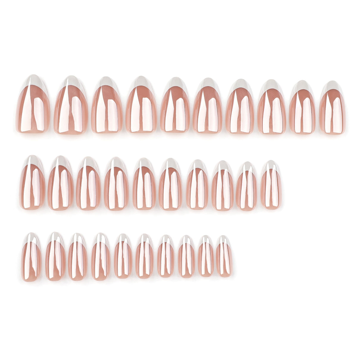 Simple French white short almond nail art – Image 2