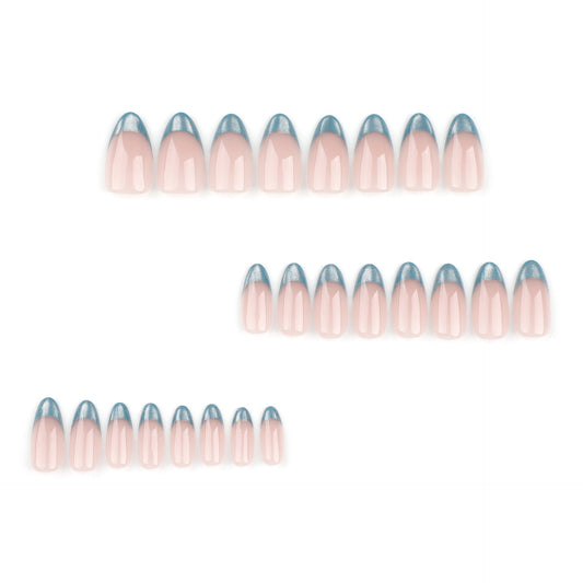 Cat eye wearing manicure French rich green simple almond 365nails – Image 2