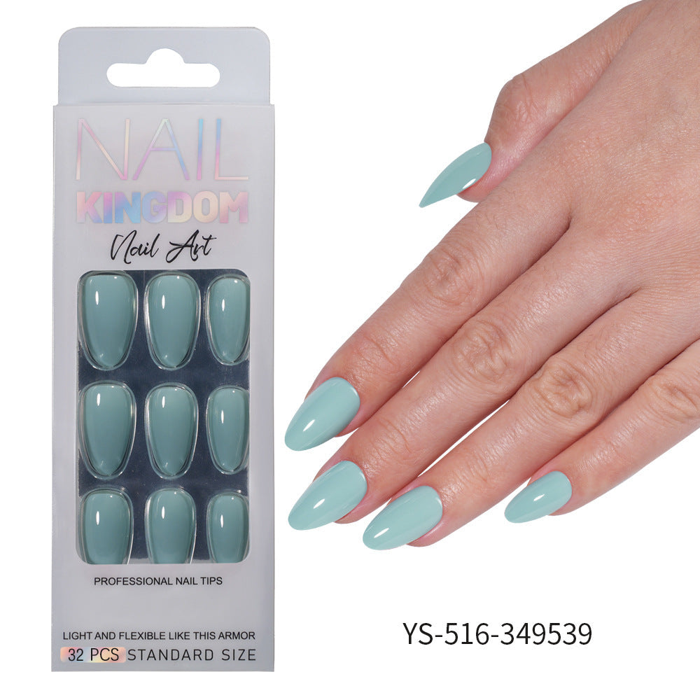 Press on nails Advanced Aurora Fine Flash Almond Short Nail Film Removable Fake Nail Prefabricated Solid Color  Nail Art Wholesale (MOQ=3)