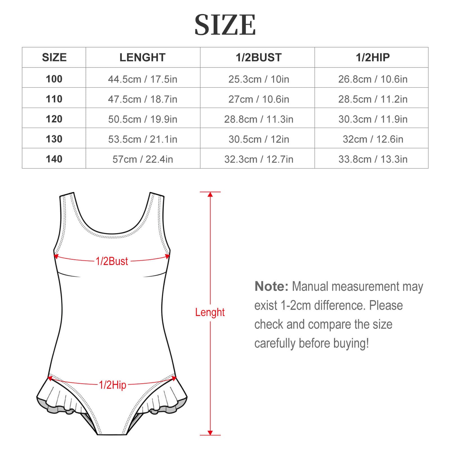 Girls Ruffle Trim One Piece Swimwear(All-Over Printing)