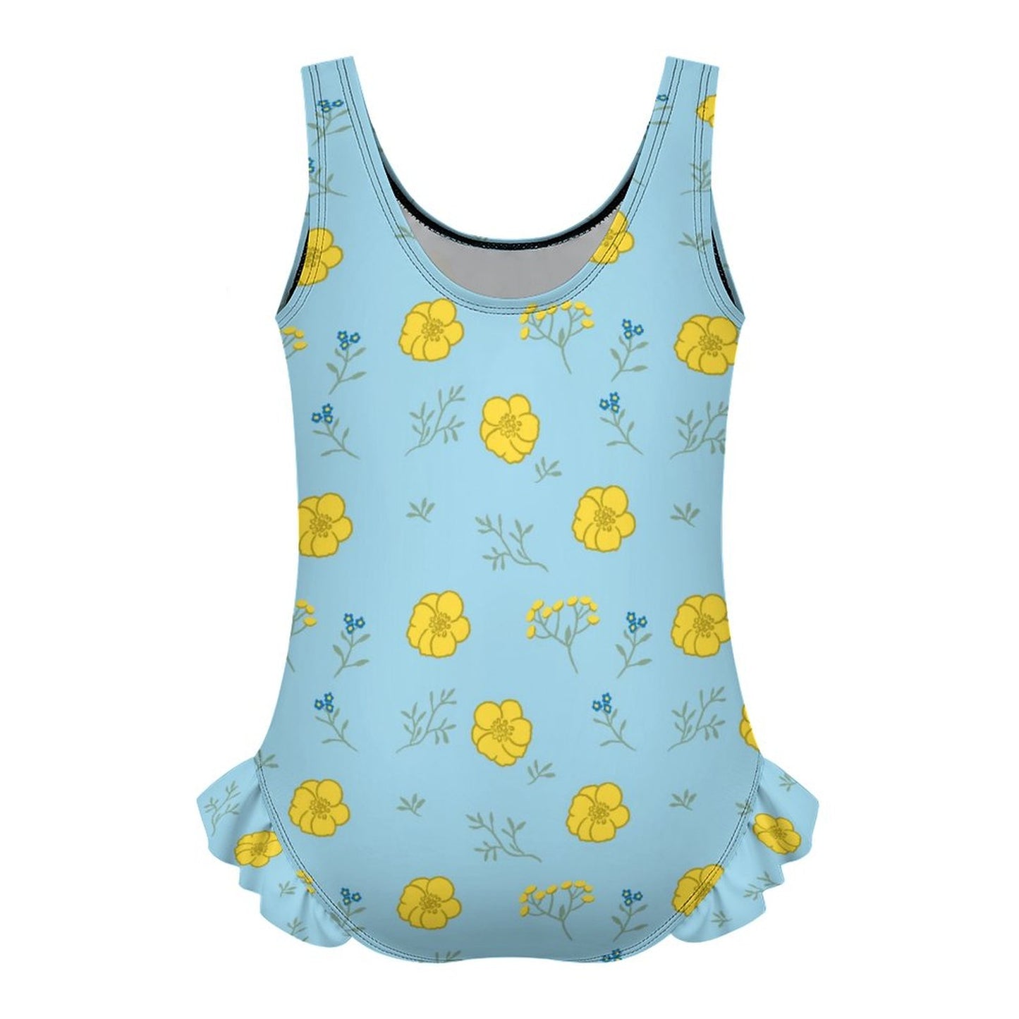 Girls Ruffle Trim One Piece Swimwear