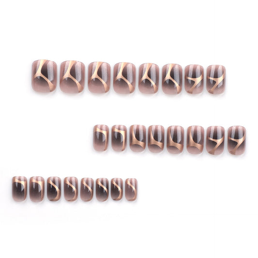 press on fake nails piece glitter powder simple nails art piece fake nails press on nails sticker wholesale – Image 2