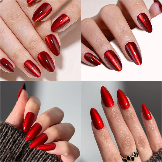 "Cherry Red Cat Eye" - Vibrant 32Pcs Press-On Nails Set – Image 2