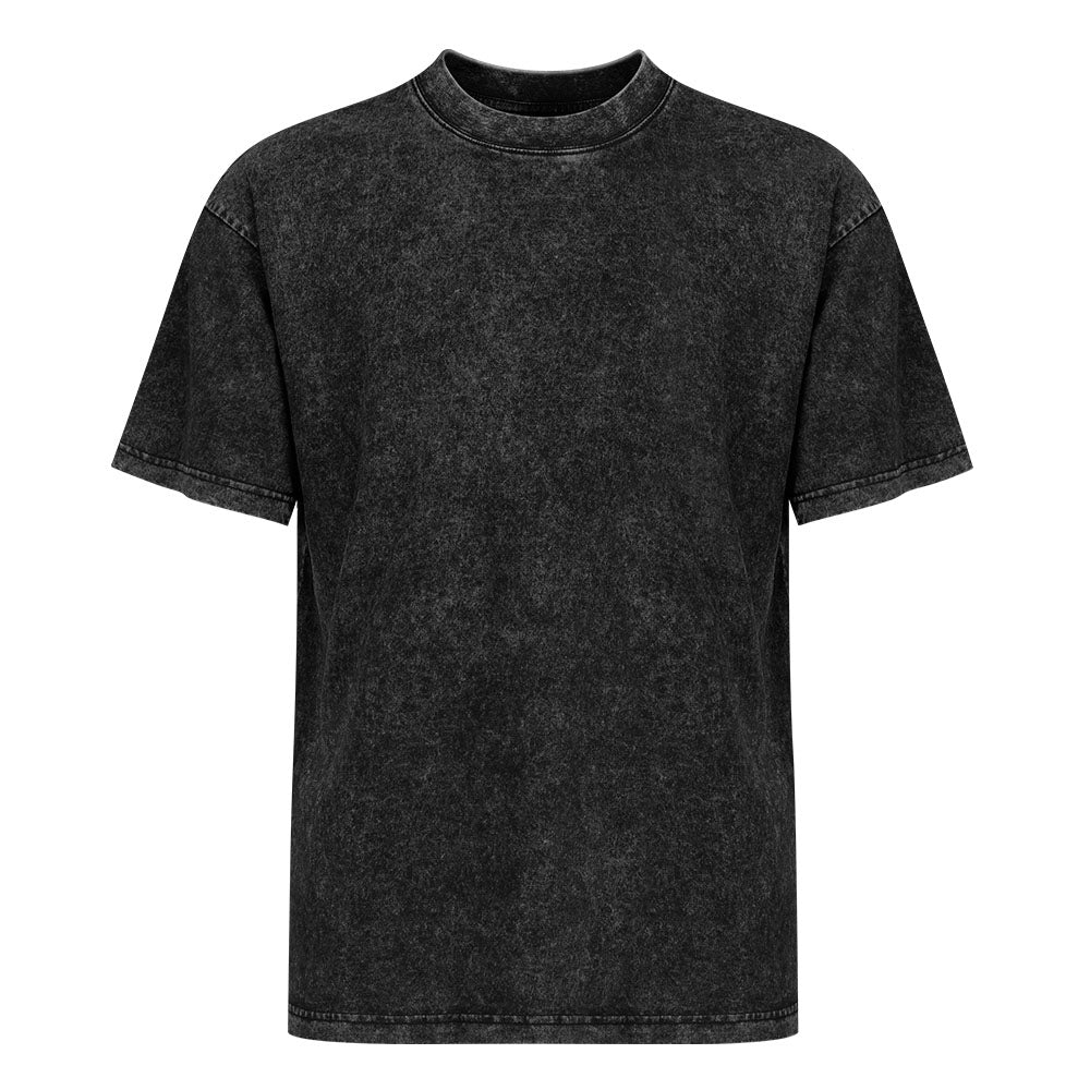 Cotton Men Washed T-Shirt (Back Printing) - Skull and Roses
