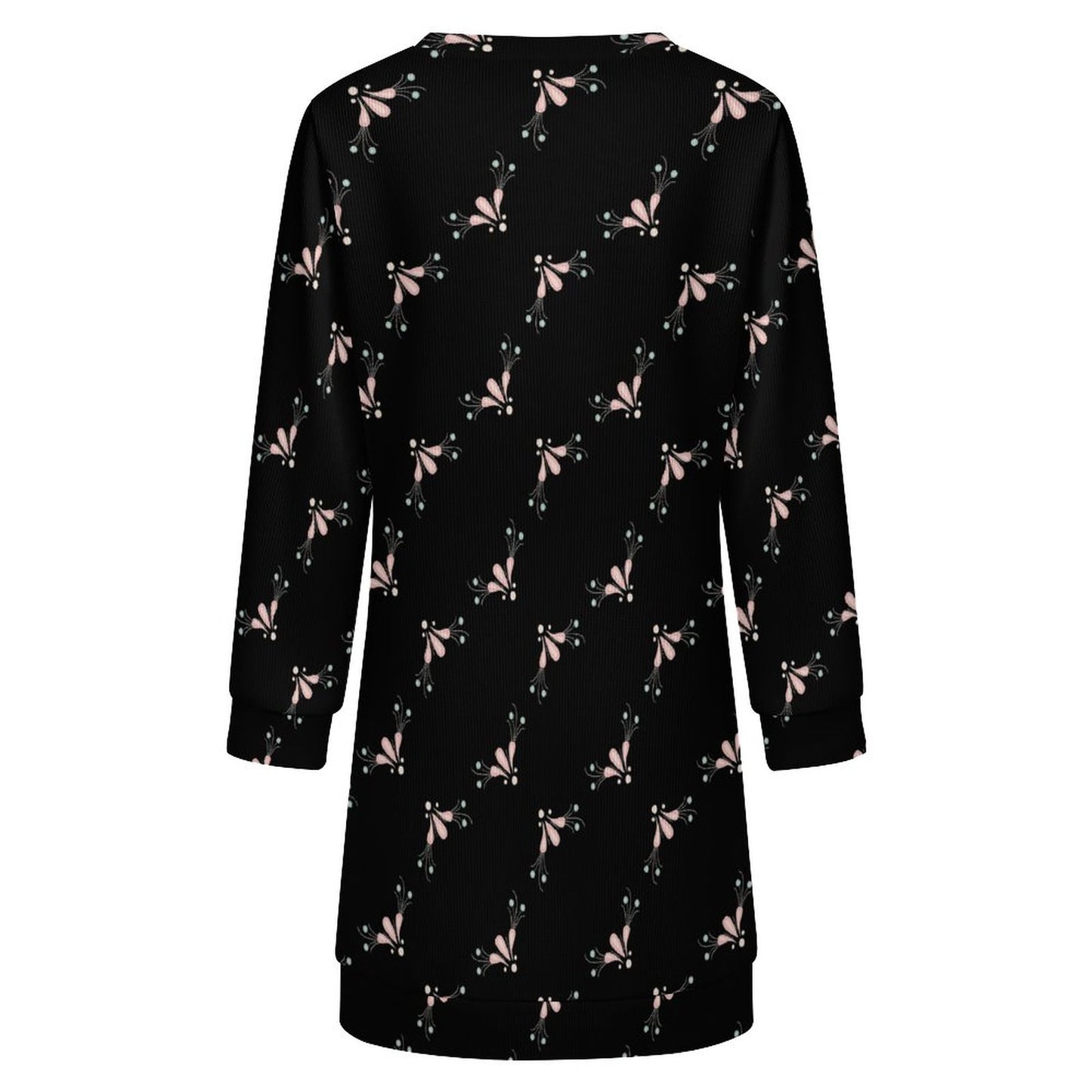 Women's Long Sleeve Sweater Dress Black Light Pink
