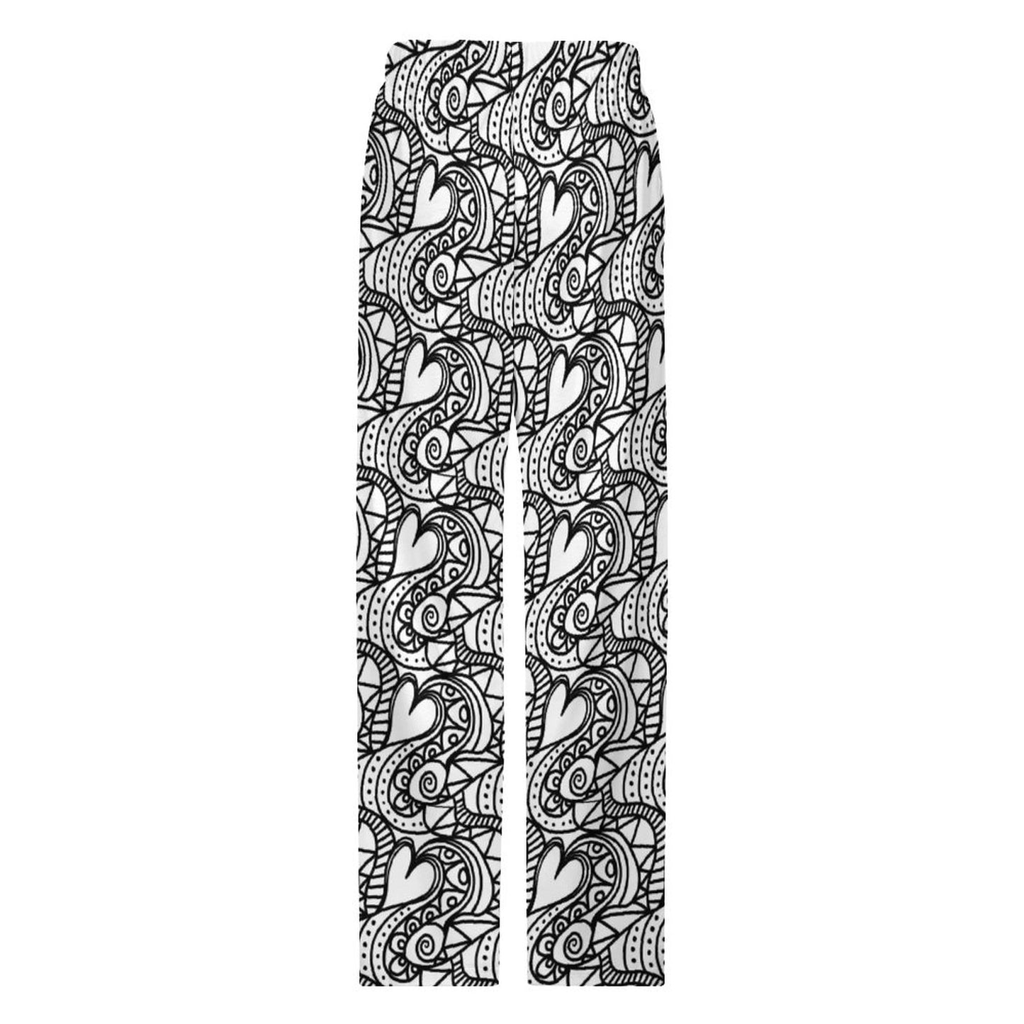 Faux Cotton Drawstring Women Wide Leg Pajamas Pants
