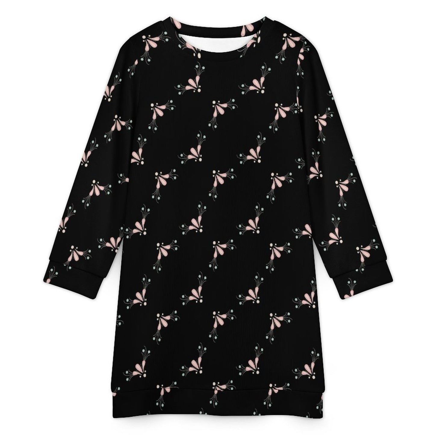 Women's Long Sleeve Sweater Dress Black Light Pink