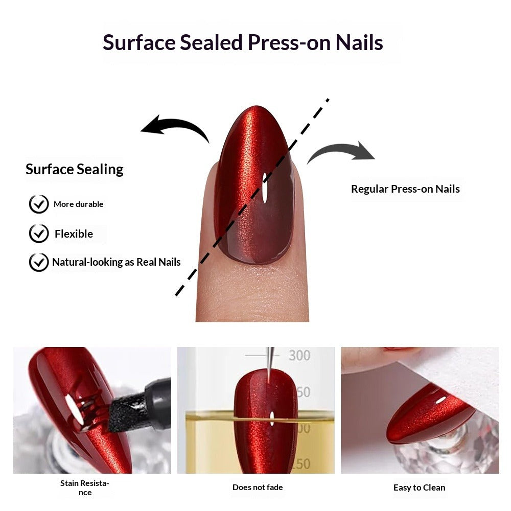 "Cherry Red Cat Eye" - Vibrant 32Pcs Press-On Nails Set – Image 3