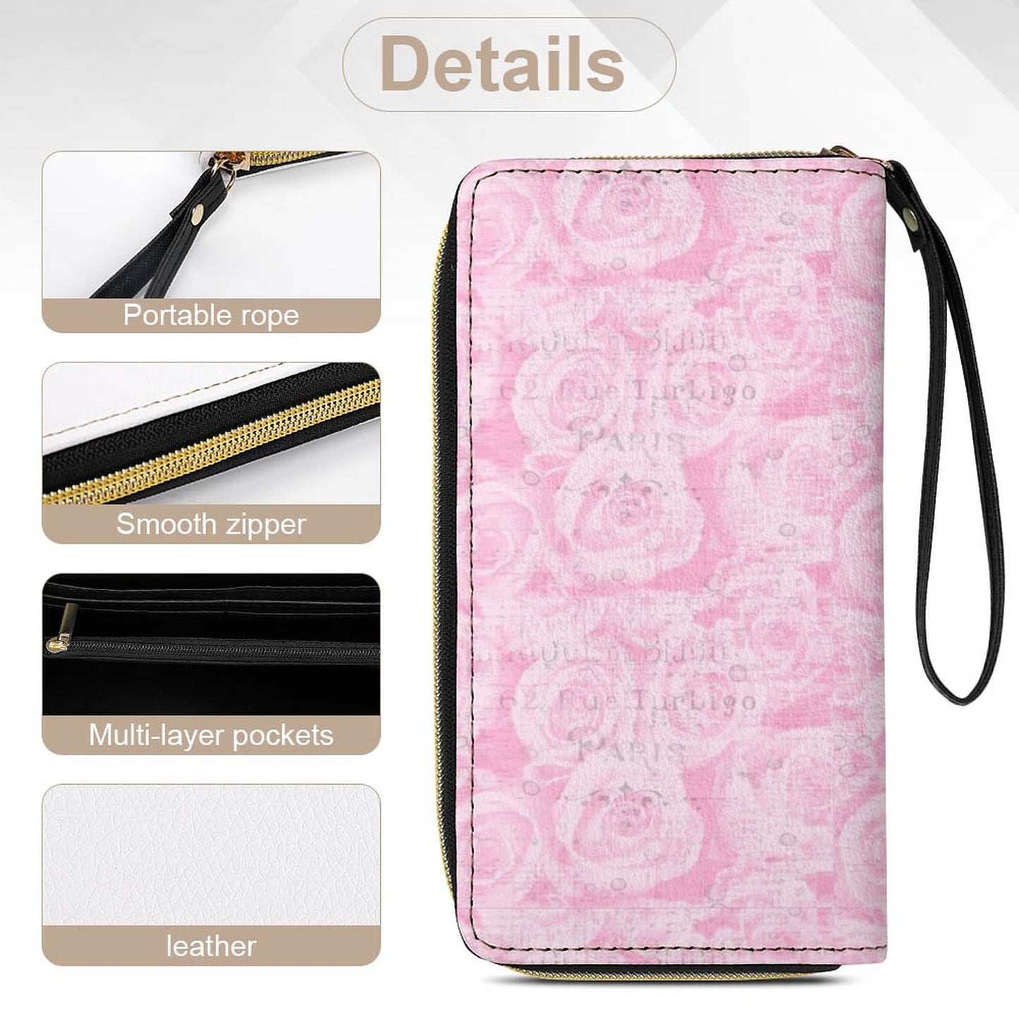 Leather Wallet with Wristlet Strap