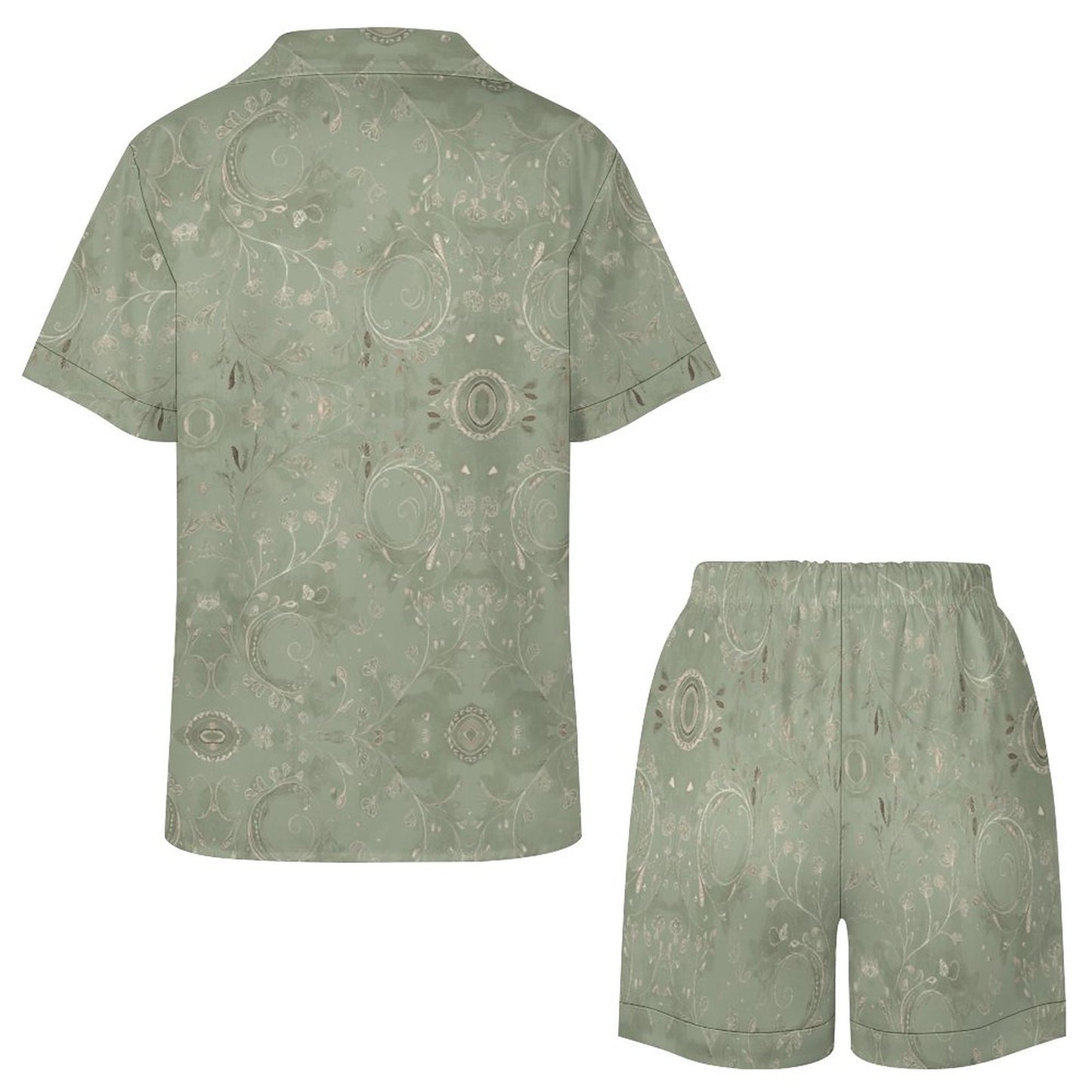 Worn-effect Fabric Women Satin Pajama Set