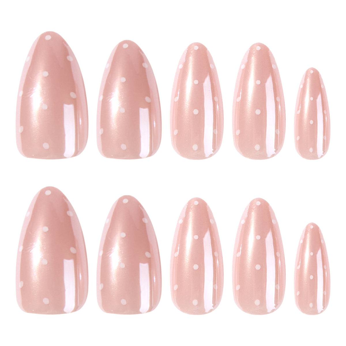 365nails: "Pink Polka Dot Almond" – Natural Press-on Nails – Image 5