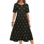Wide Round Neck 3/4 Sleeve Long Dress