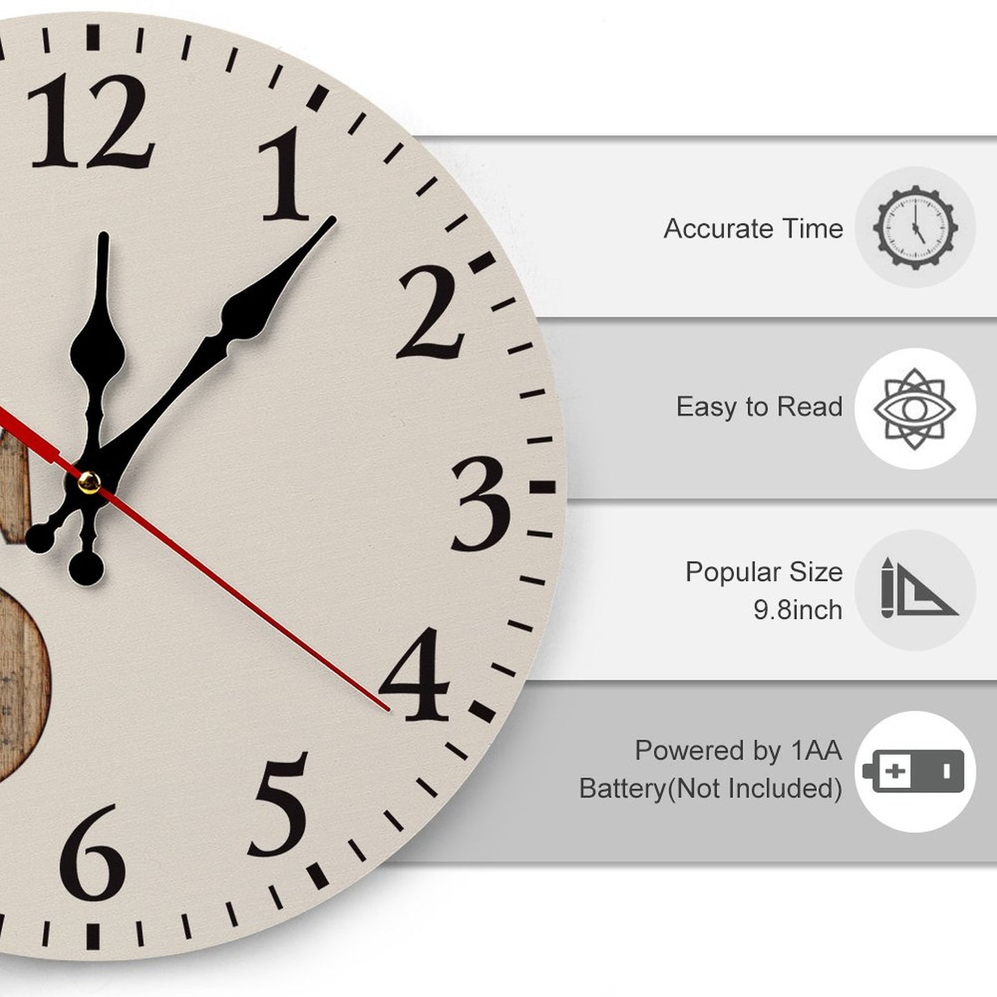 Modern Wooden Wall Clock - Wood letter S