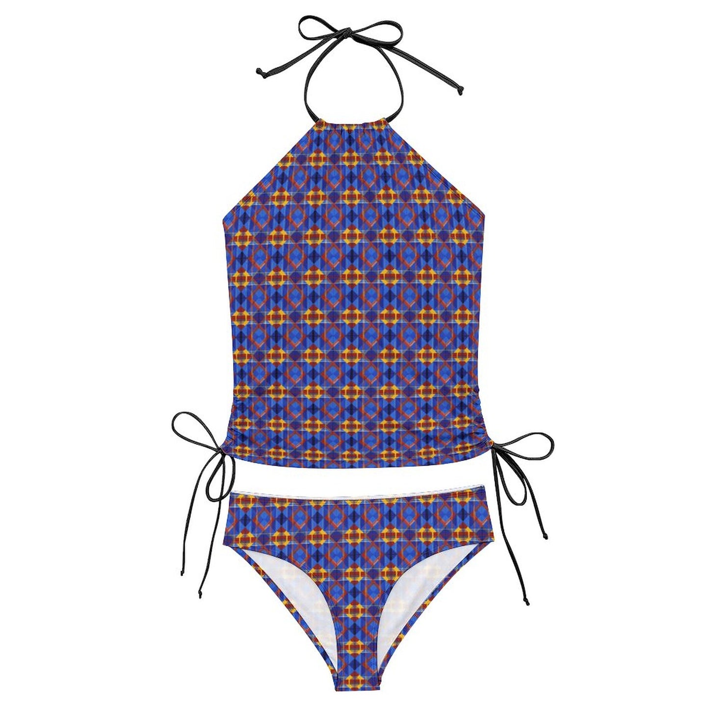 2-Piece Women's Tankini Set with High Neck Halter Top