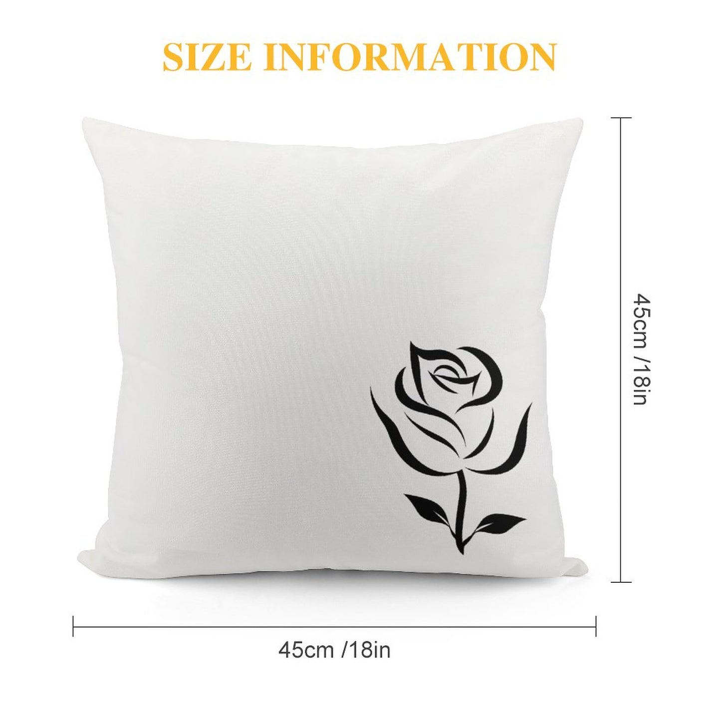 Square Plush Throw Pillow Cover (Pillow Excluded)  Black Rose
