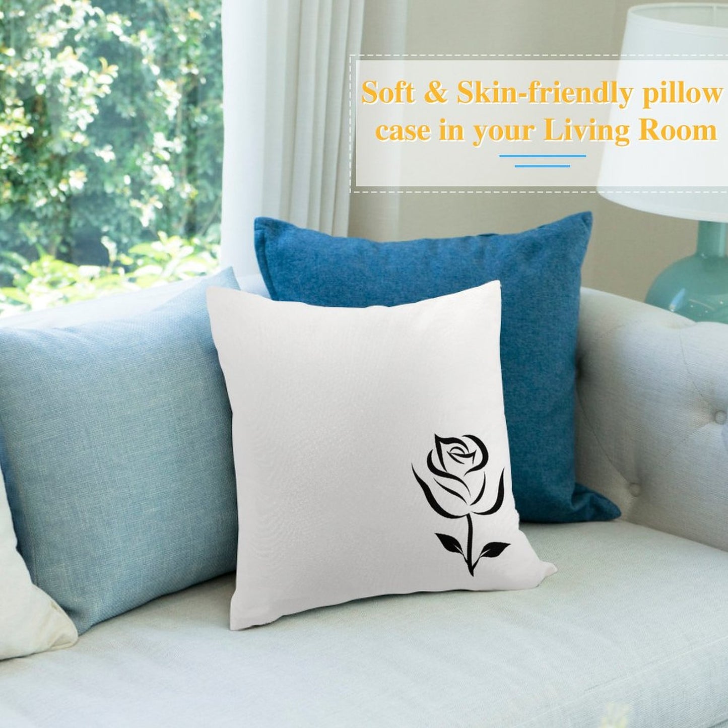 Square Plush Throw Pillow Cover (Pillow Excluded)  Black Rose