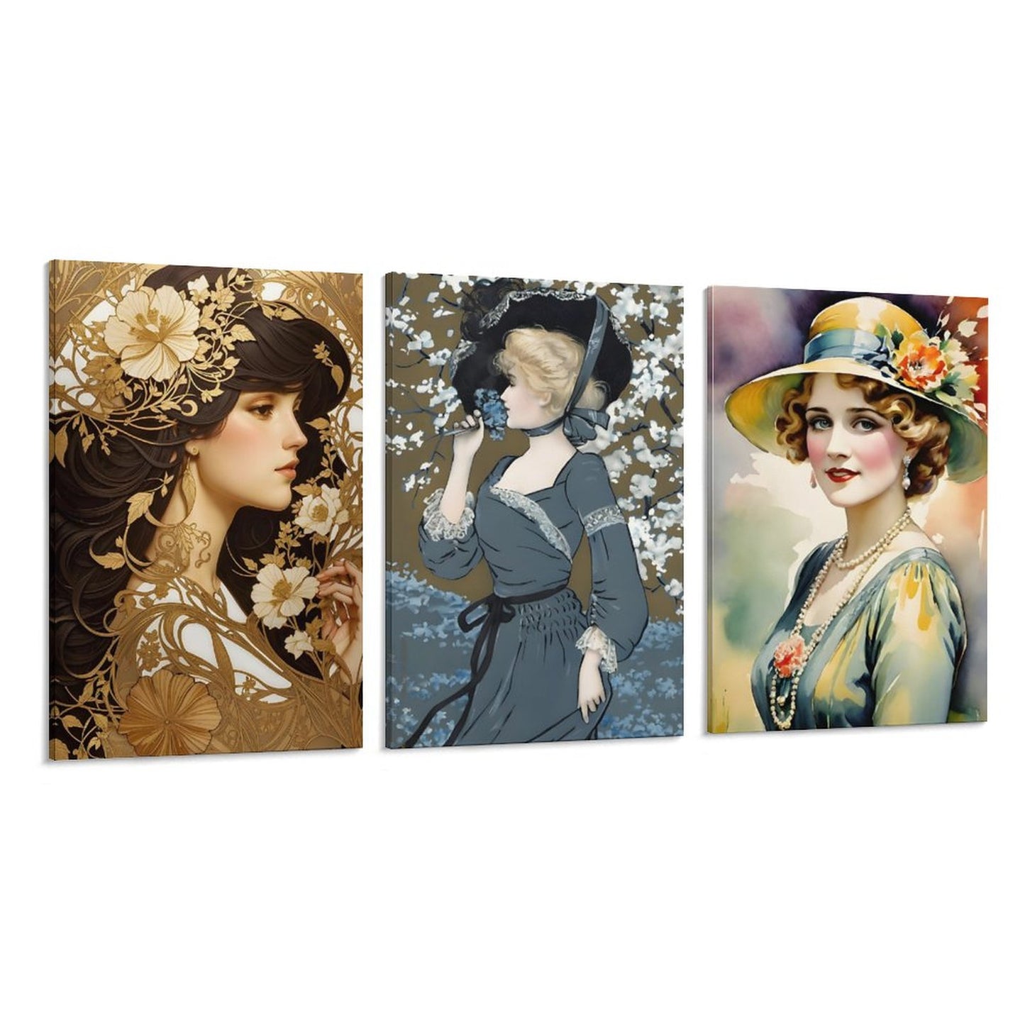 Vertical Framed Wall Art - Old Fashion Ladies