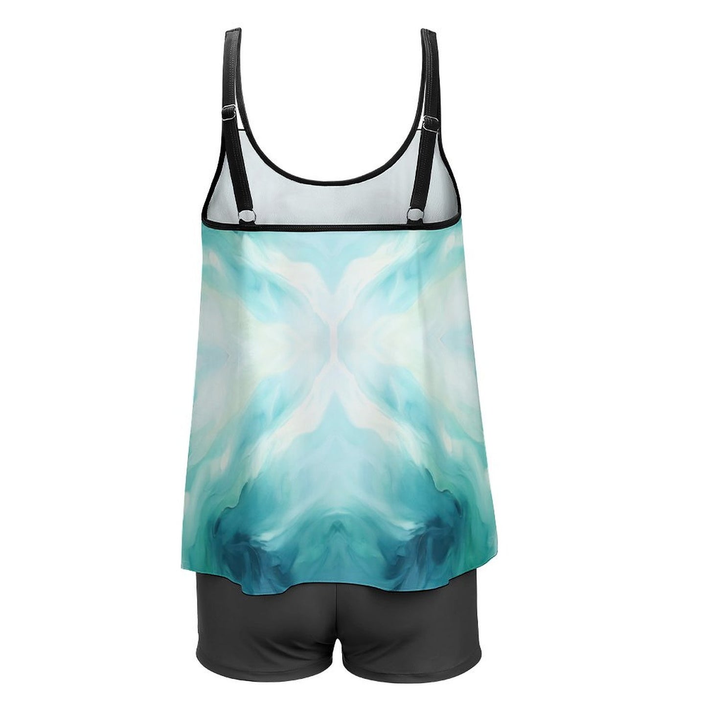 Plus Size Women Tankini 2-Piece Swimsuit Ocean Blue