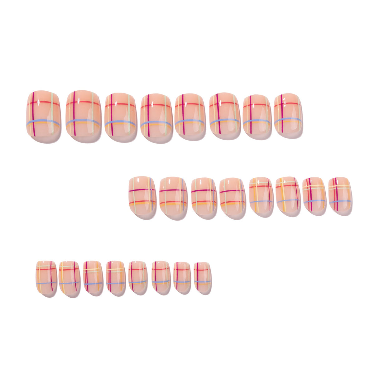 365nails: "Pastel Plaid Short Square" – Spring Press-on Nails – Image 2