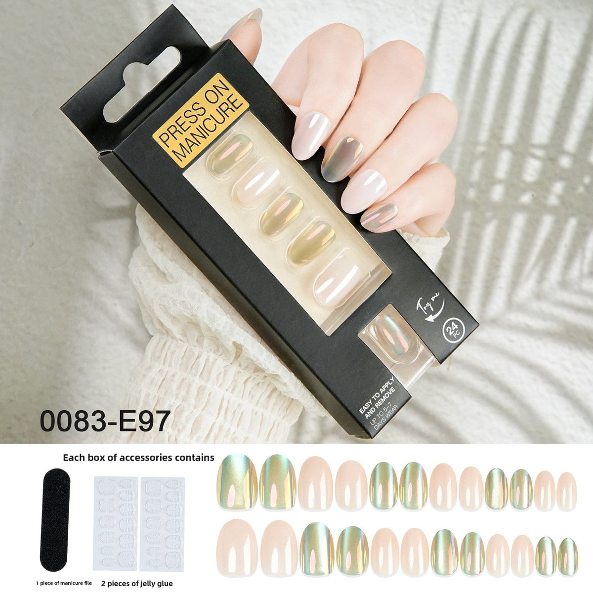Mirror Chrome Glow Short Nail Set – Image 8