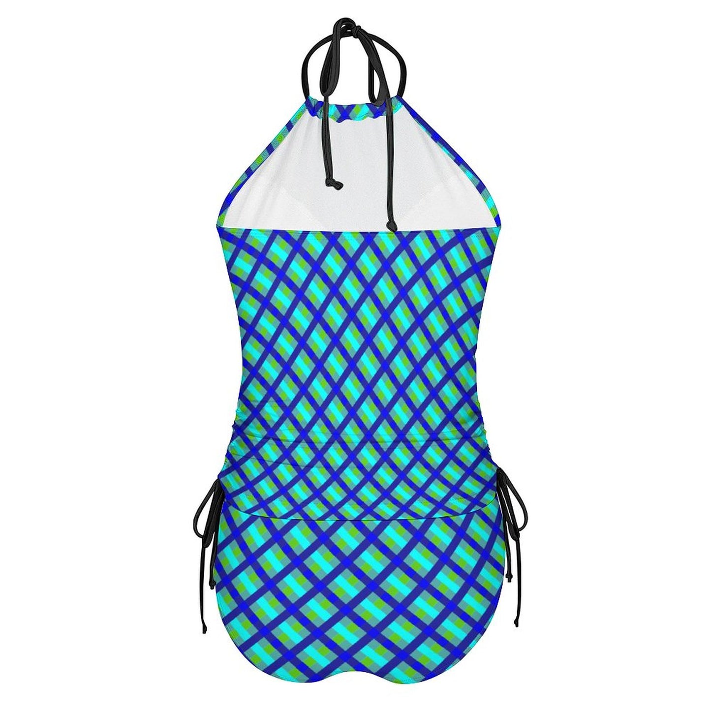 2-Piece Women's Tankini Set with High Neck Halter Top Blue