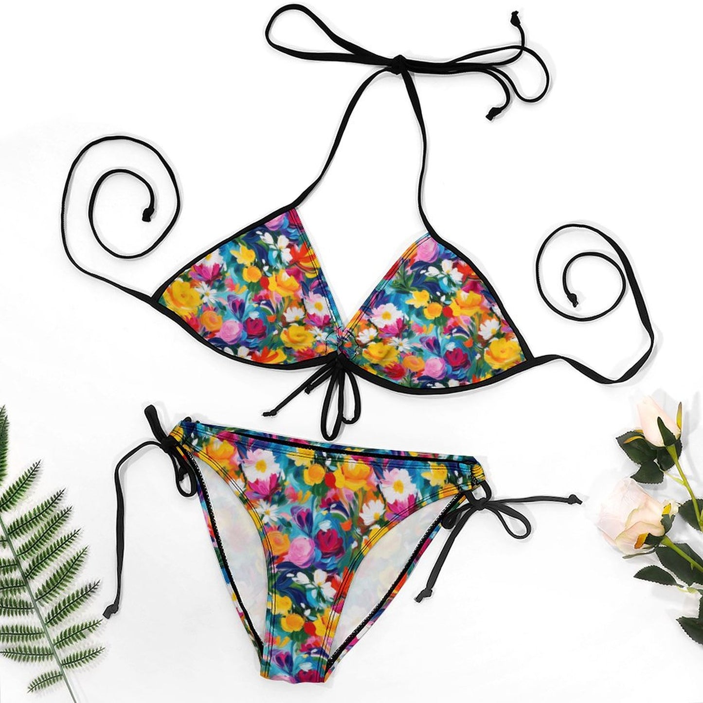 Halter Tie Front Bikini Set