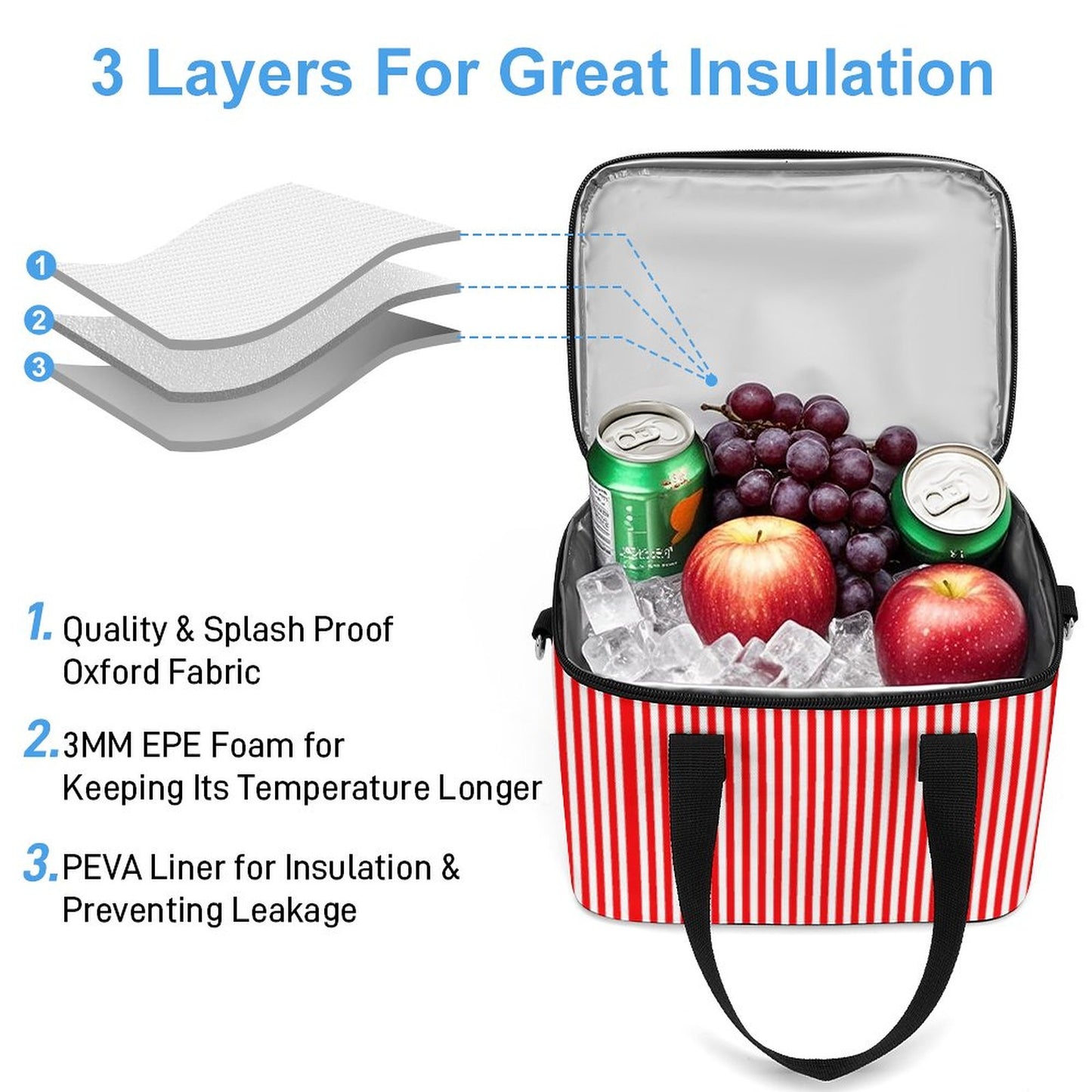 Portable Cooler/lunch bag  - Red and white