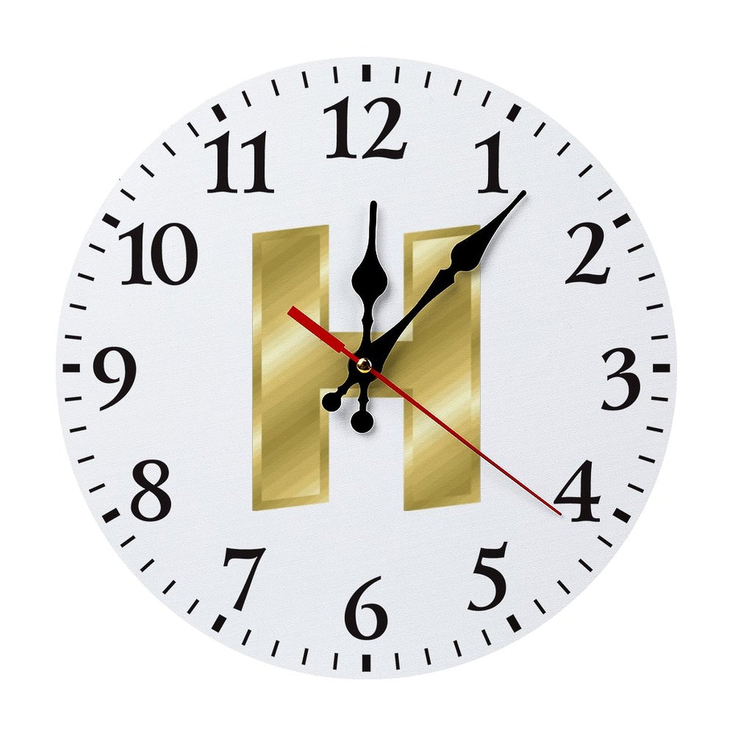 Modern Wooden Wall Clock - Letter H