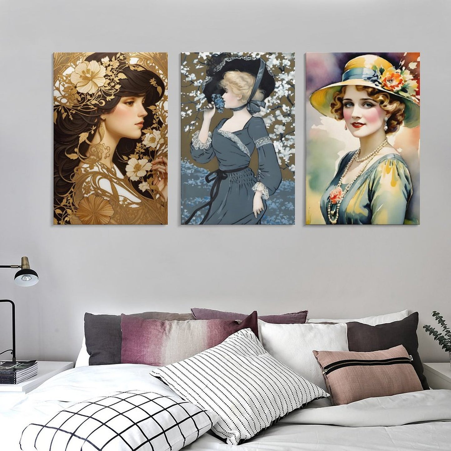 Vertical Framed Wall Art - Old Fashion Ladies