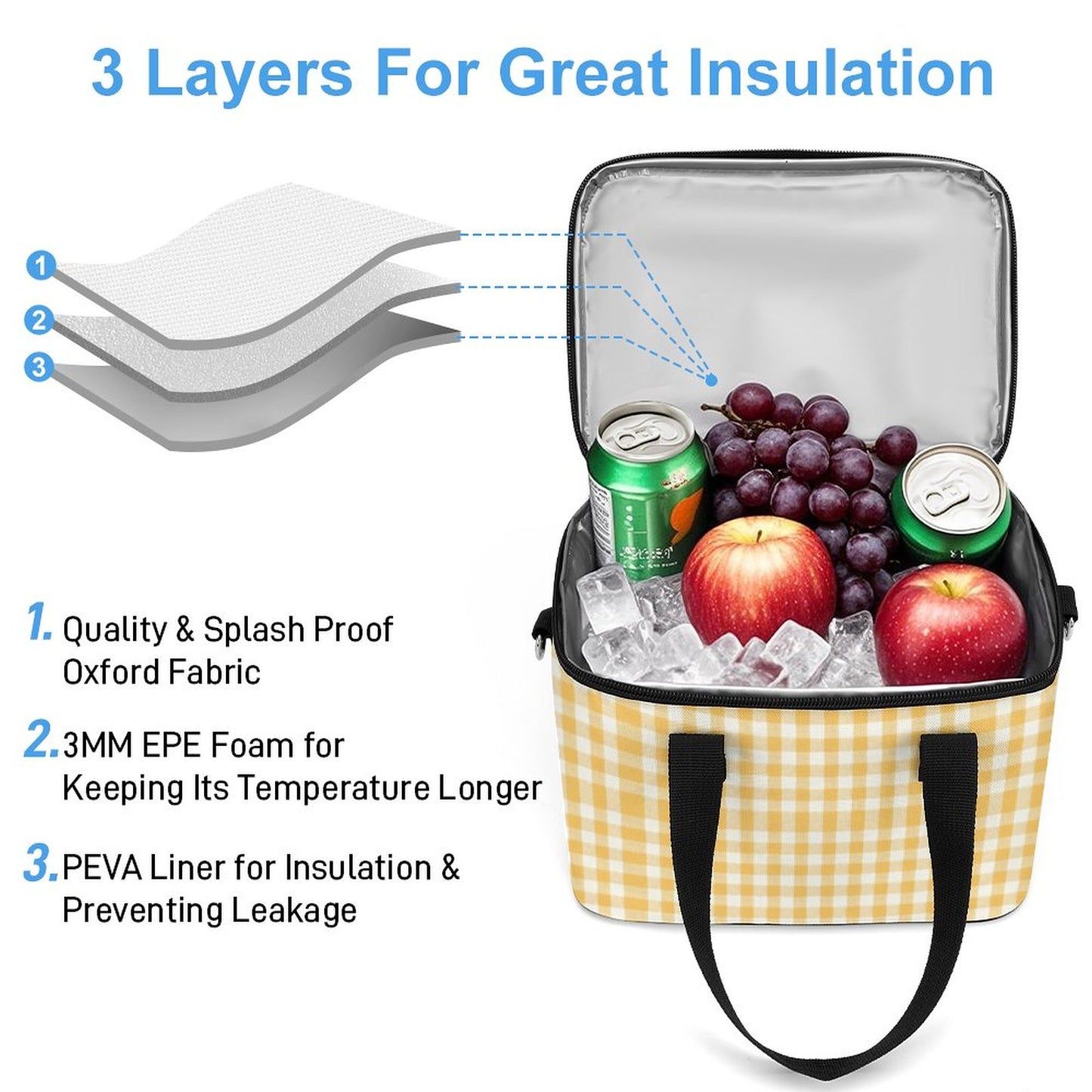 Portable Cooler / lunch Bag yellow and white