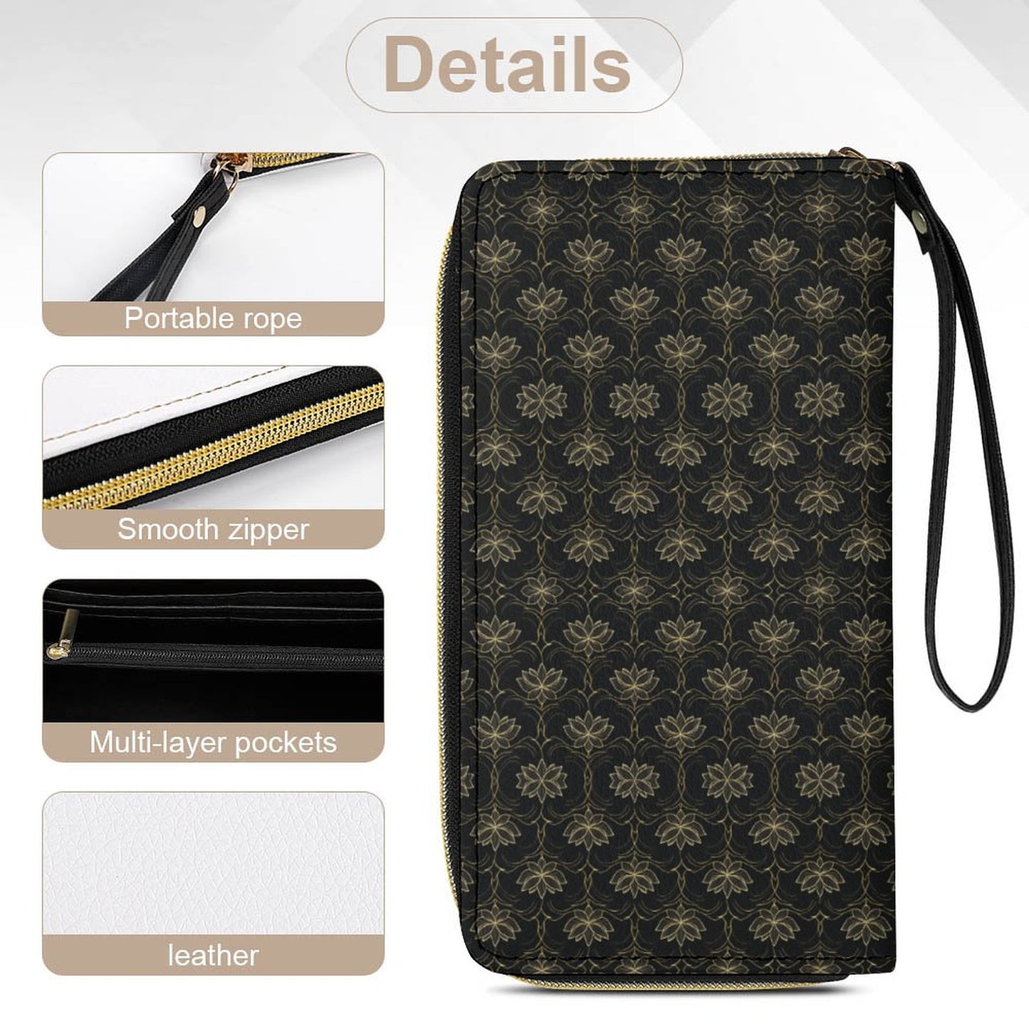 Leather Wallet with Wristlet Strap