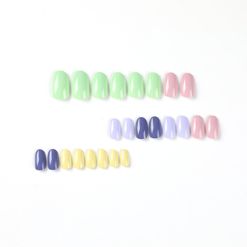 Press on nails finished product wholesale five-color solid color fresh ins wind Press on nails and nail finished – Image 2