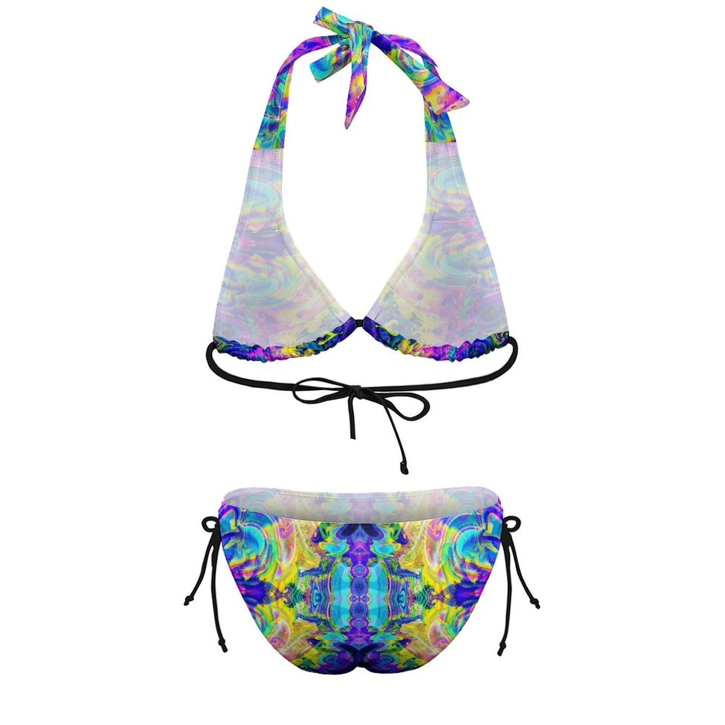 Two Piece Halter Swimsuit Vibrant Colors