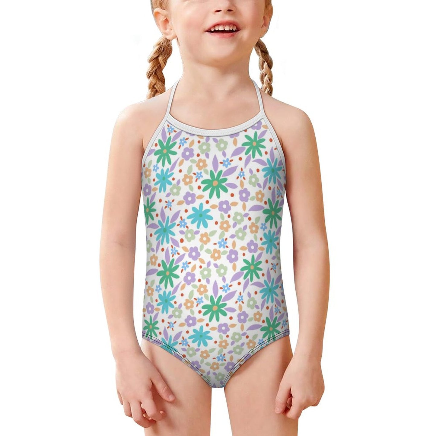 Strap Swimsuit for Girls Flowers
