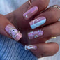 Press on armor finished white flame polka dots ins wind Press on armor gold glitter love pink blue flower nail piece 365nails