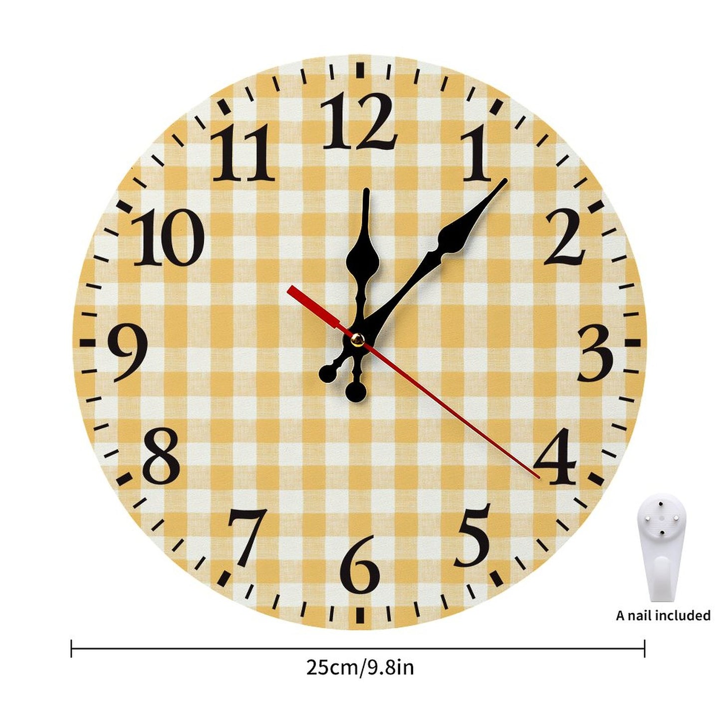 Modern Wooden Wall Clock - yellow and white
