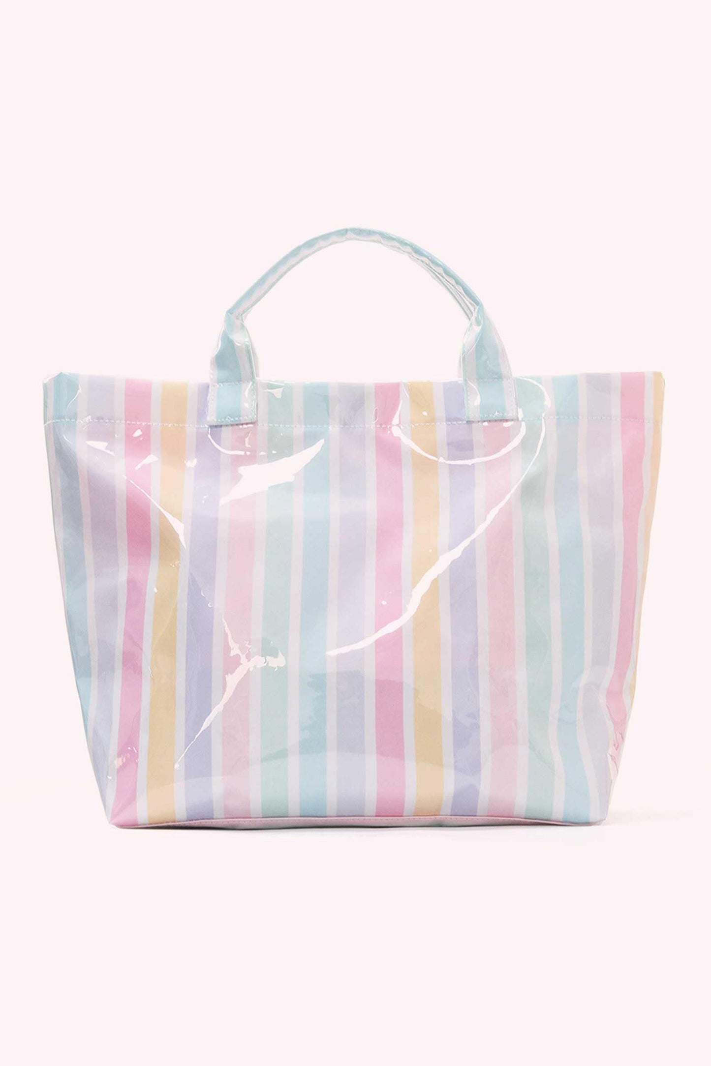 Rainbow Glossy Striped Vinyl Large Tote Bag