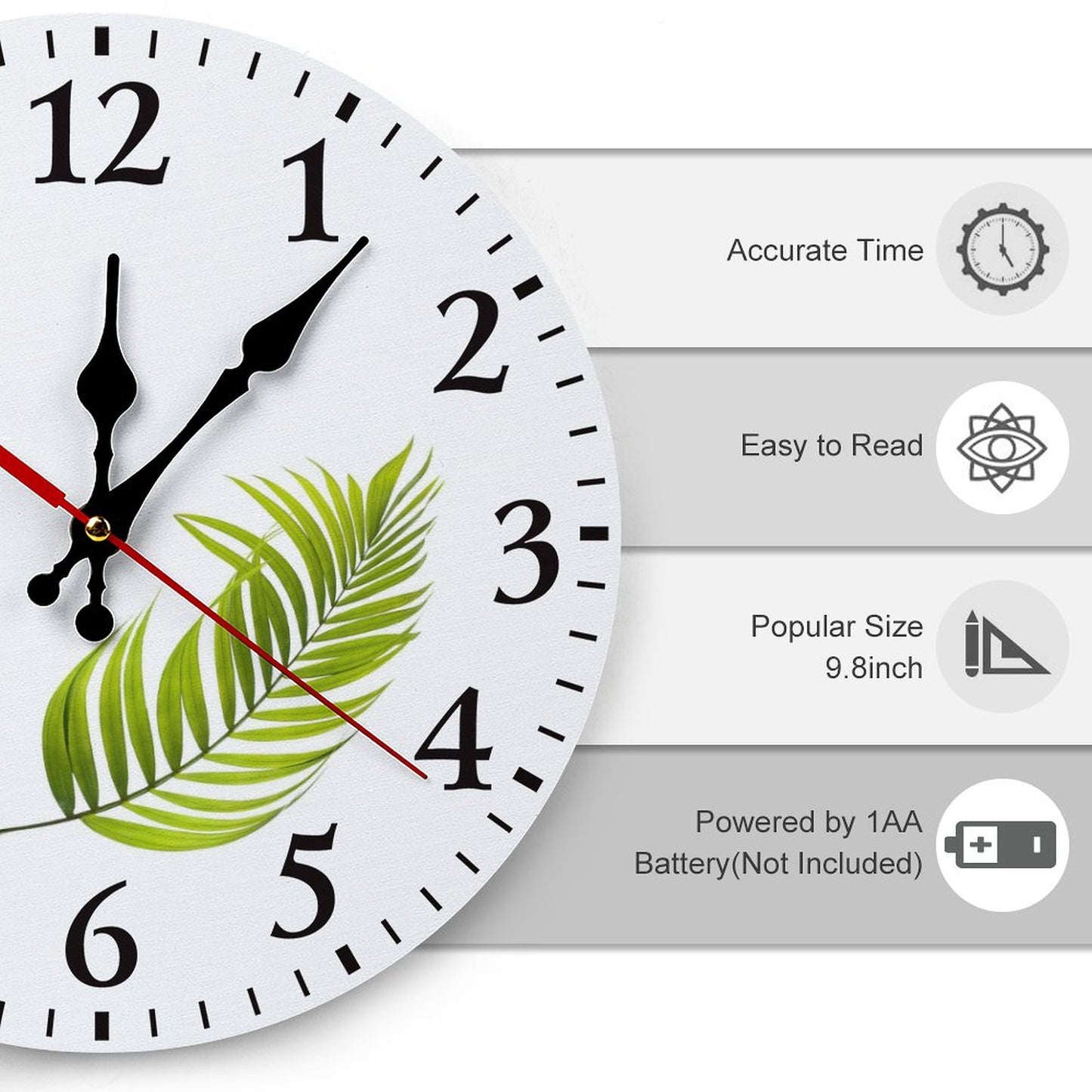 Modern Wooden Wall Clock Fern