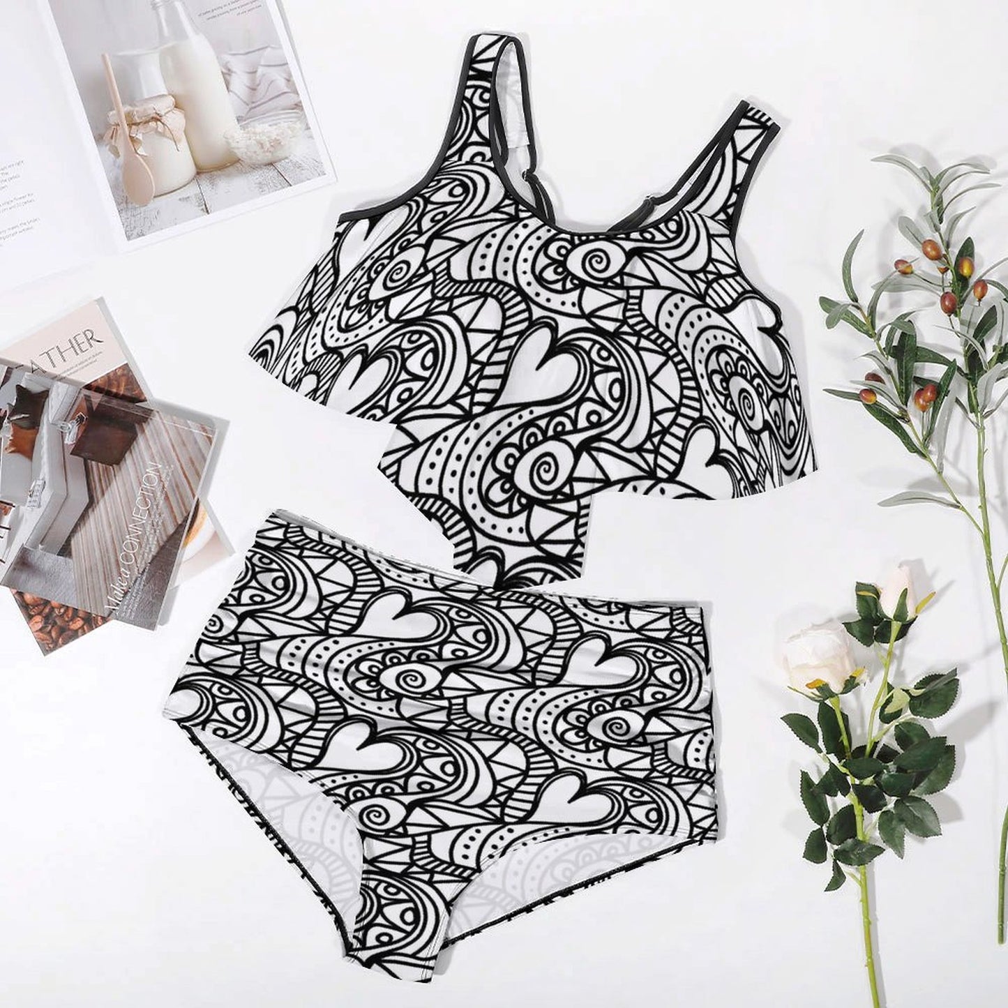 Plus Size Women's Two piece Swimsuit with Tankini