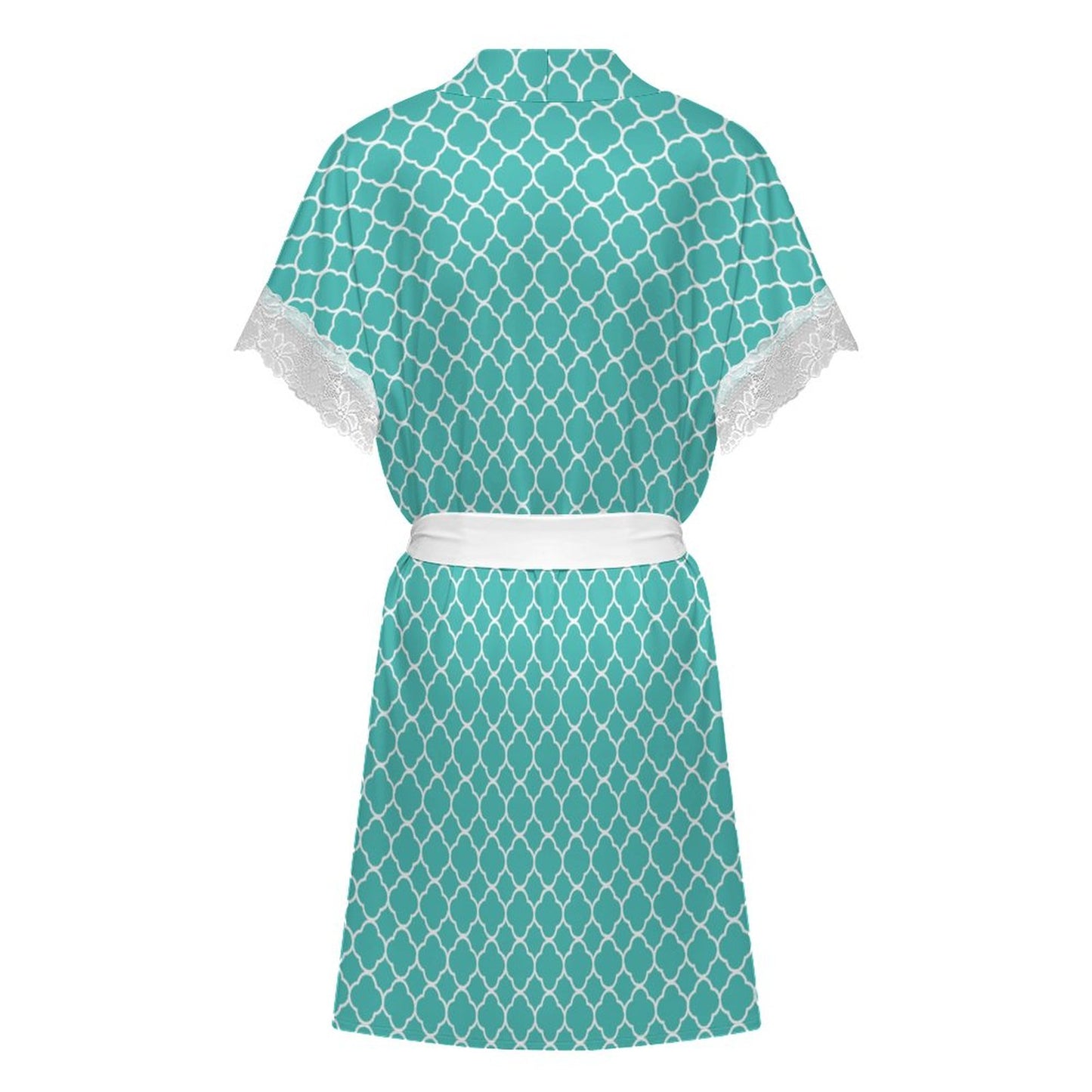 Lace Trimmed Short-Sleeve Robe