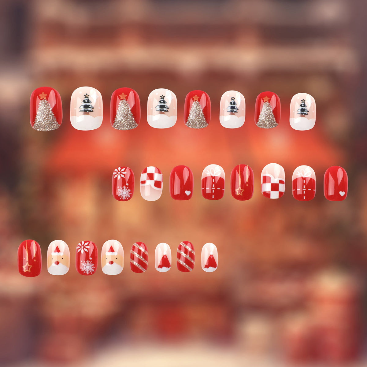popular nails stickers, Christmas short nails patches, Press onable nails removable nails patches, finished – Image 4