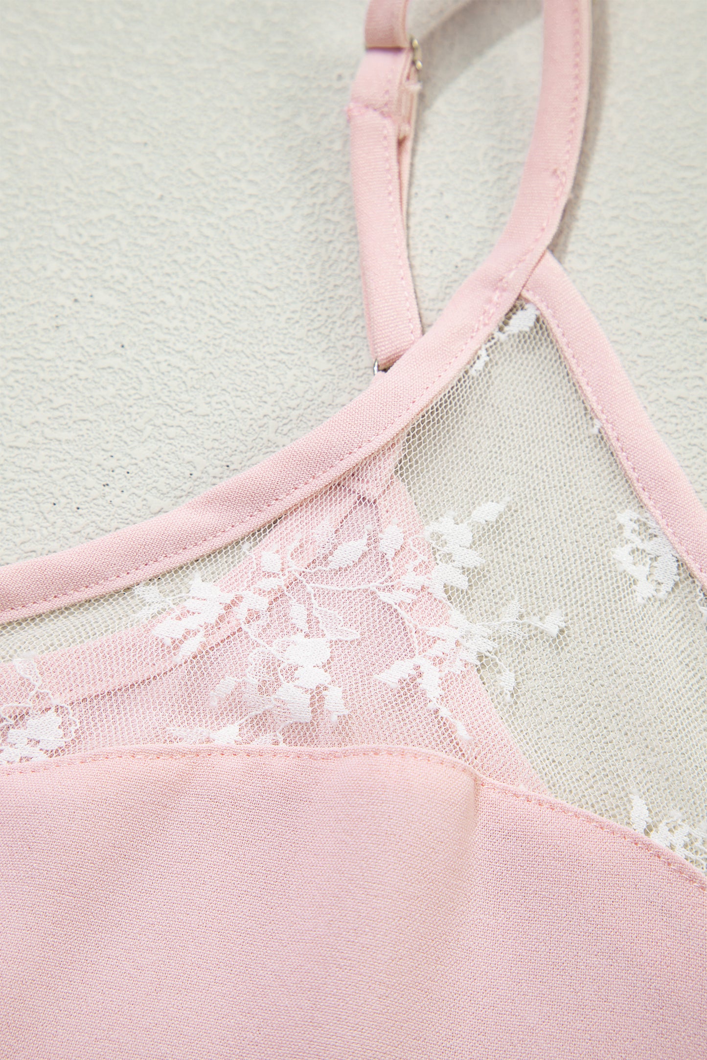 Light Pink Sheer Lace Camisole Nightgown Dress