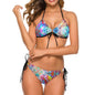 Halter Tie Front Bikini Set Vibrant Colors